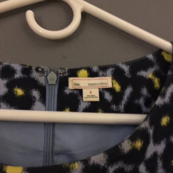 Gap Cheetah Spot Blue & Yellow Shift Dress (S) - Picture 2 of 5